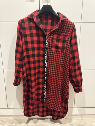 Vestido camisero cuadros oversize