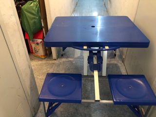 Mesa Camping Plegable Azul