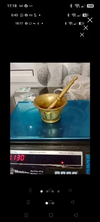 Antiguo almirez de bronce