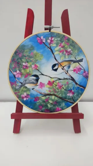 Cuadro lienzo pájaros en rama