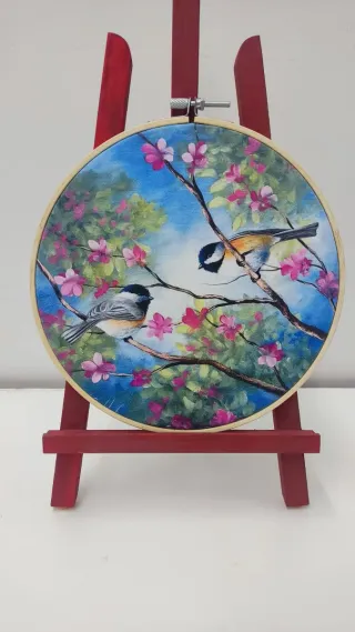 Cuadro lienzo pájaros en rama