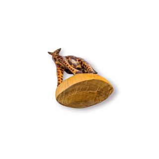 Escultura Girafa Madeira Pintada