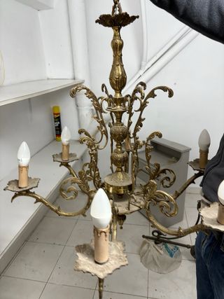 Lámpara araña bronce vintage