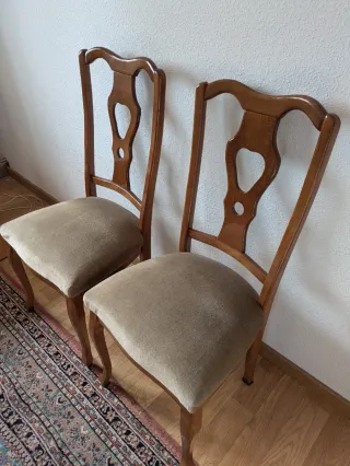 2 Sillas de Comedor Madera y Tela