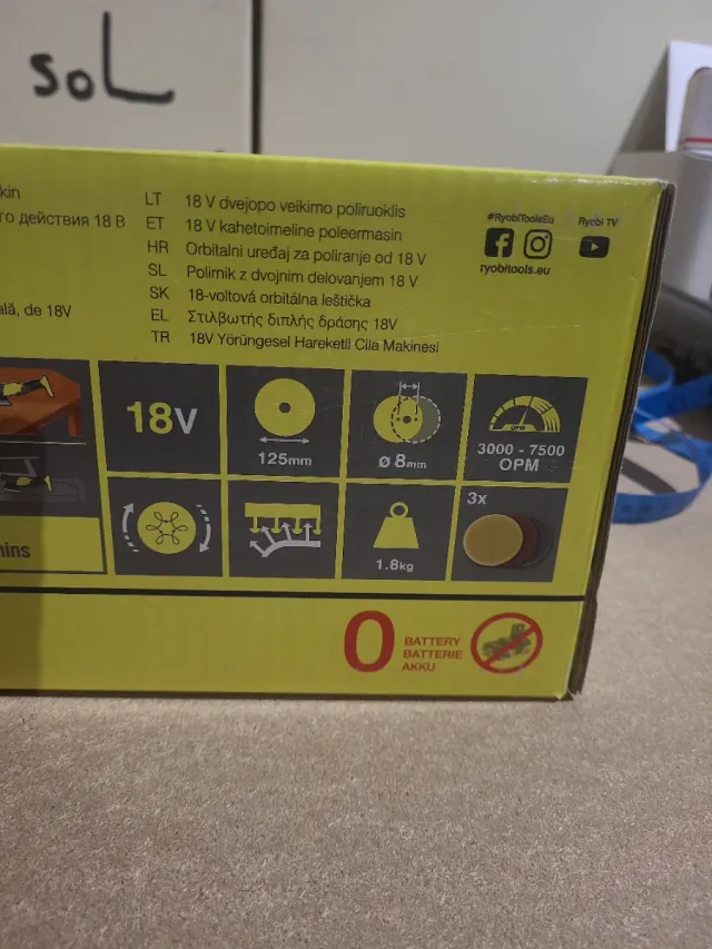 Pulidora Ryobi ONE+ 18V Dual Action