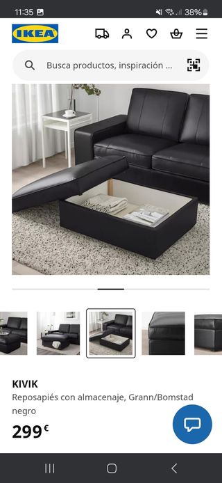 Poggiapiedi in pelle nera Ikea