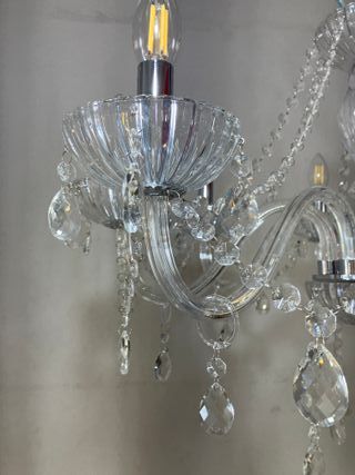 Lampadario vetro soffiato trasparente con pendagli