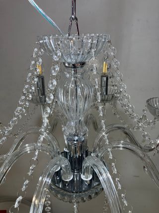 Lampadario vetro soffiato trasparente con pendagli