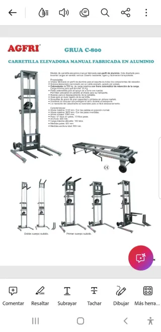 Grua elevador manual
