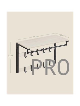 VASAGLE LCR101W03 Perchero de Pared, Perchero Colgante con 10 Ganchos.