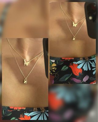 2 collane dorate separate-unite con stampa