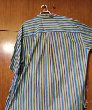 Camisa Lacoste Rayas Azul y Verde