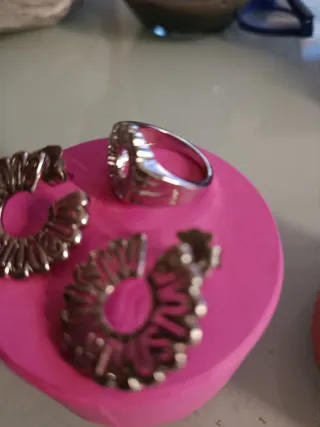 Conjunto Tous Anillo y Pendientes Plata