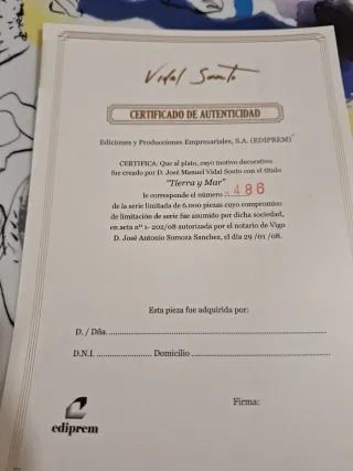 Plato Cerámica Vidal Souto Tierra y Mar