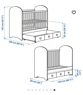 Cuna bebé + colchón + protector