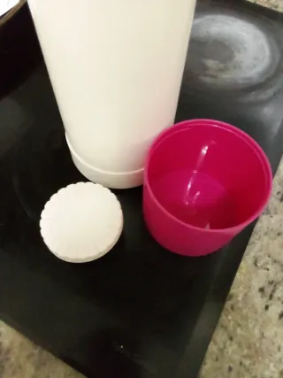 Termo de café CENTREX blanco y rosa