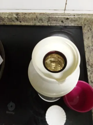 Termo de café CENTREX blanco y rosa