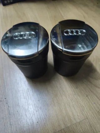 2 X Cenicero para Audi Negro con Tapa Cromada