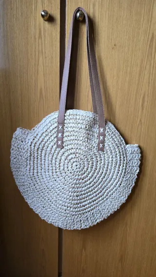 Bolso de playa redondo de rafia 45x40