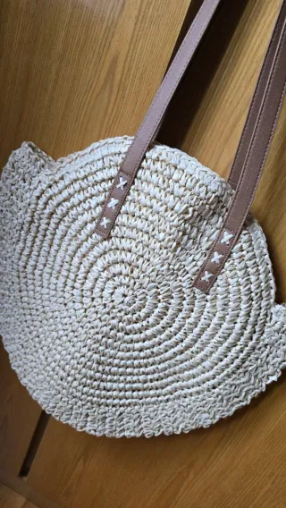 Bolso de playa redondo de rafia 45x40