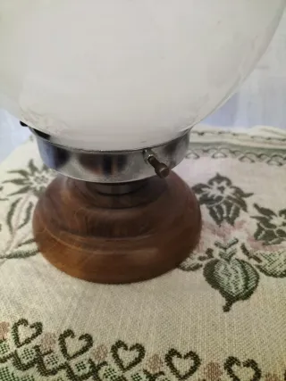 Coppia Lampade Murano Vetro Legno Anni 60