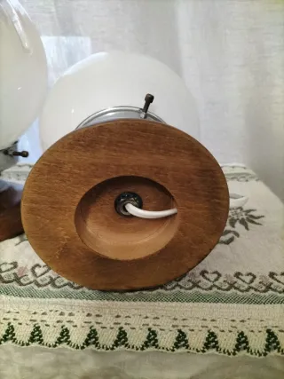 Coppia Lampade Murano Vetro Legno Anni 60