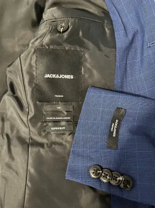 Traje Jack & Jones T.46 Azul Cuadros