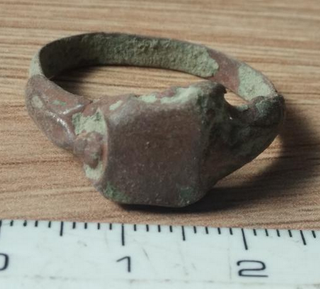 Anillo Sello Cobre Siglo XIX