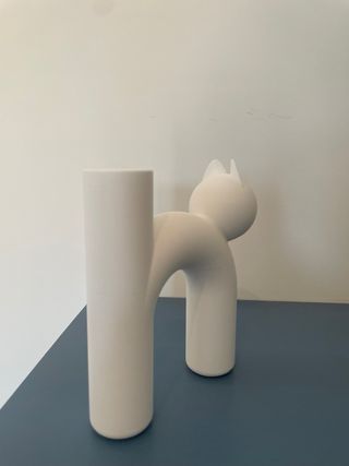 Vaso bianco a forma di gatto, 18 cm