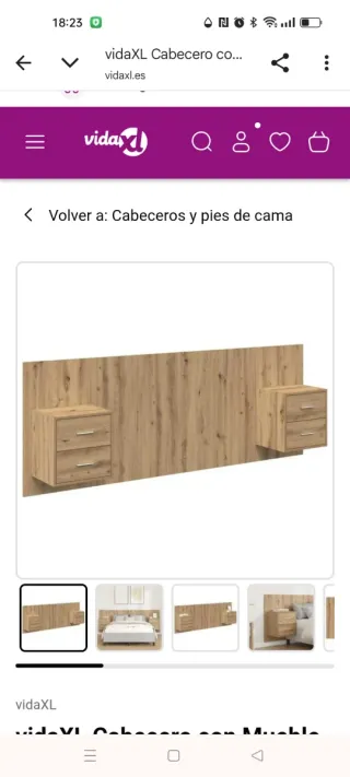 Juego de Cabecero de cama con mesilas de noche.