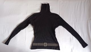 Jersey cuello alto mujer negro