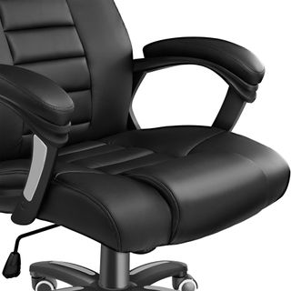 Silla de oficina de piel sintética acabado lujoso, negro