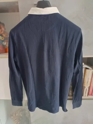 Polo Cortefiel manga larga azul y gris