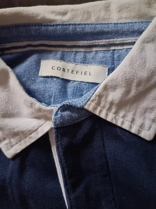 Polo Cortefiel manga larga azul y gris