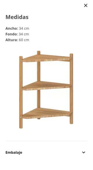 Estantería de esquina de madera para el baño