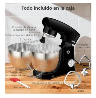 Batidora Amasadora Eléctrica 1500W Negra