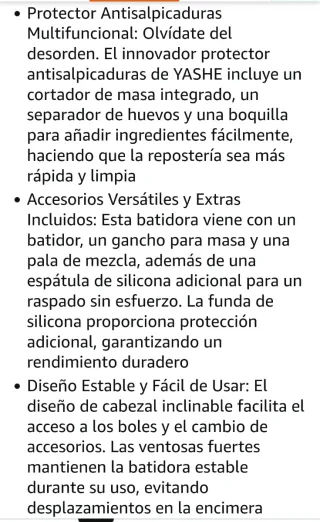 Batidora Amasadora Eléctrica 1500W Negra