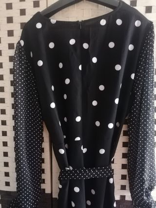 Vestido largo lunares negro y blanco talla 50