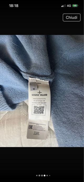 Maglione Stone Island 100% Lana Blu