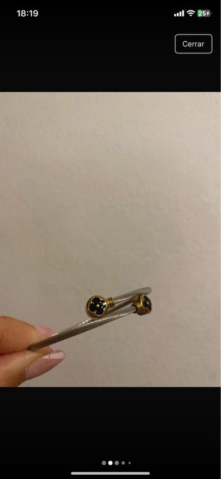 Conjunto Anillo y Pulsera Trébol Negro