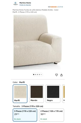 Funda Elástica Sofá 3 Plazas Marfil NUEVA