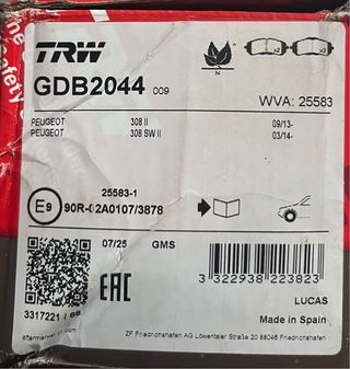 Pastillas Freno TRW GDB2044 Peugeot 308