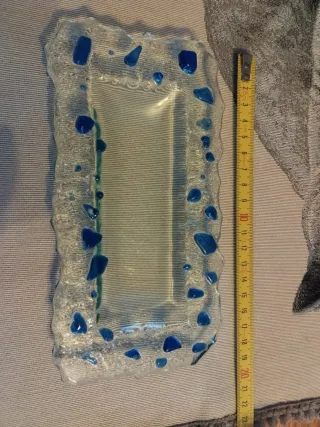 Piattino in vetro rettangolare decorato