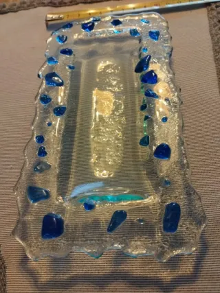Piattino in vetro rettangolare decorato