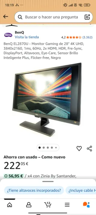 Monitor BenQ 28 4K 120Hz