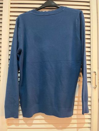 Jersey Sueter azul con flores Talla M con etiqueta