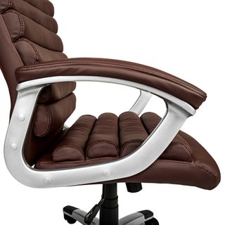 Silla de oficina, acolchada, giratoria, ajustable, ergonómica, marrón