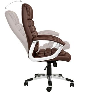 Silla de oficina, acolchada, giratoria, ajustable, ergonómica, marrón