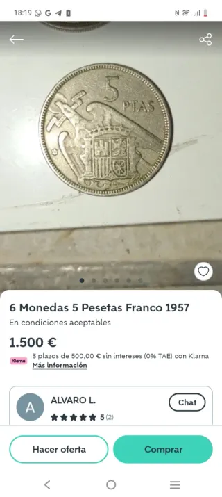 Moneda 5 Ptas Franco 1957