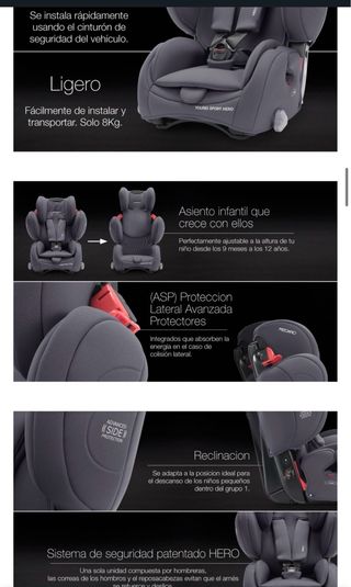 Silla Coche Recaro Young Sport Hero Gris